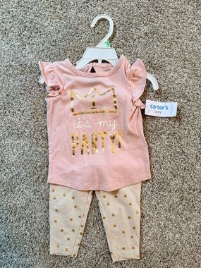 Carter's Pink and Gold "1 It's My Party" Pajama Set